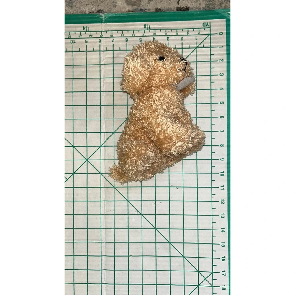 Xin Dan Tan Poodle Plush Shaggy Dog Stuffed Animal with Medallion Tag 10 Inch